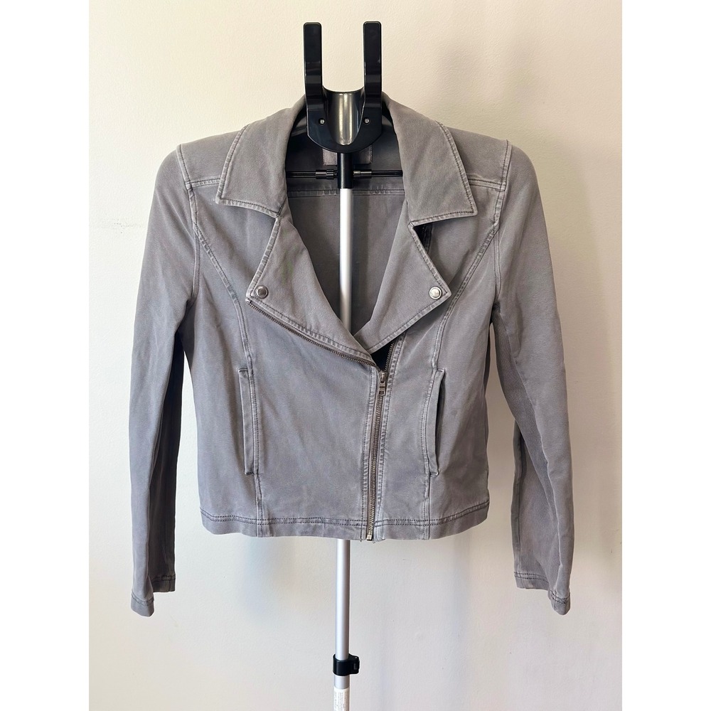 Marrakech Moto Jacket Womens M Gray Asymmetric Zip Cotton Grunge Indie Sleaze